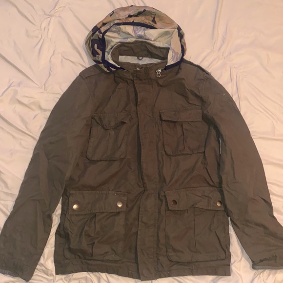 Zara Boys Army Jacket with zippered camouflage windbreaker hood - Picture 1 of 7